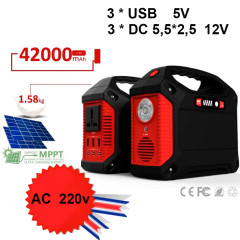 Power bank/фенер (съхранение на електричество) 42000 mAh с USB 5 V, AC 220 V и соларен контролер.