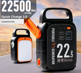 Power Bank (съхранение на електричество) 22500 mAh с генератор и осветителна лампа